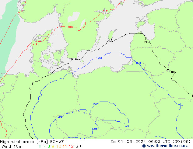 Izotacha ECMWF so. 01.06.2024 06 UTC