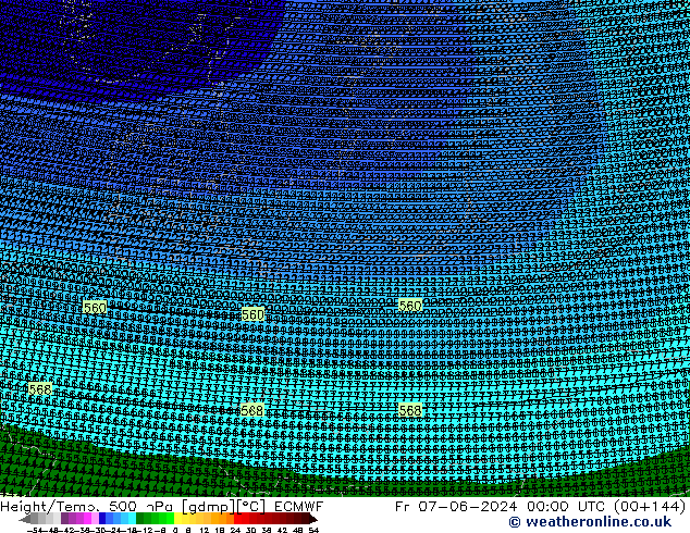 Height/Temp. 500 hPa ECMWF pt. 07.06.2024 00 UTC