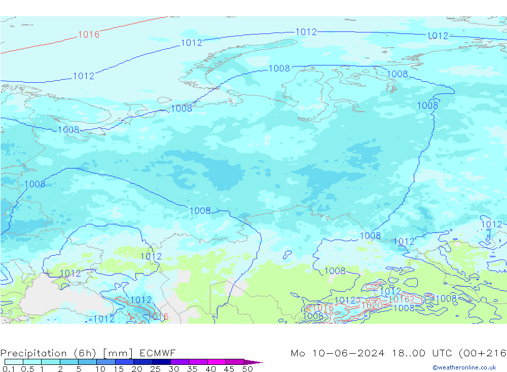 Precipitação (6h) ECMWF Seg 10.06.2024 00 UTC