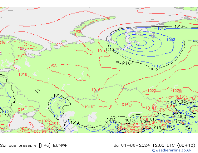 приземное давление ECMWF сб 01.06.2024 12 UTC