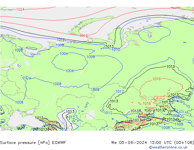 Atmosférický tlak ECMWF St 05.06.2024 12 UTC