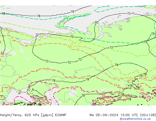 Height/Temp. 925 hPa ECMWF  05.06.2024 12 UTC