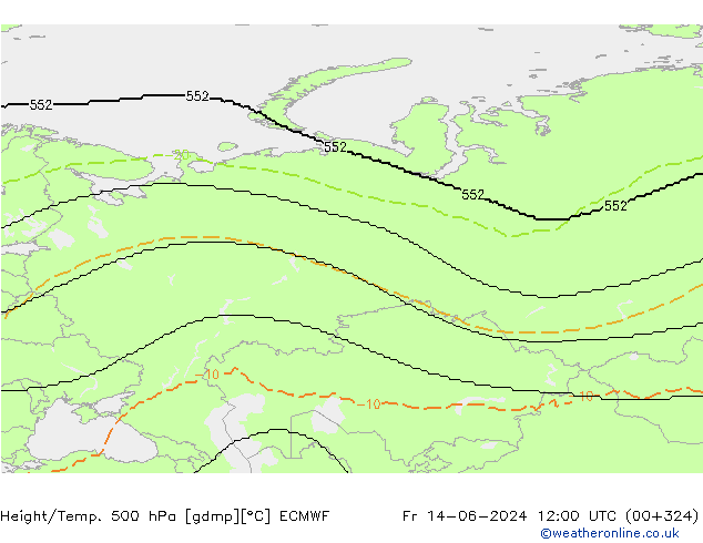 Yükseklik/Sıc. 500 hPa ECMWF Cu 14.06.2024 12 UTC