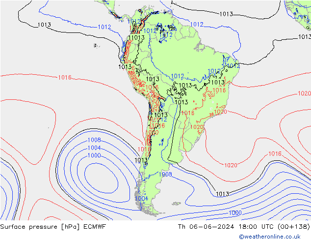 Surface pressure ECMWF Th 06.06.2024 18 UTC