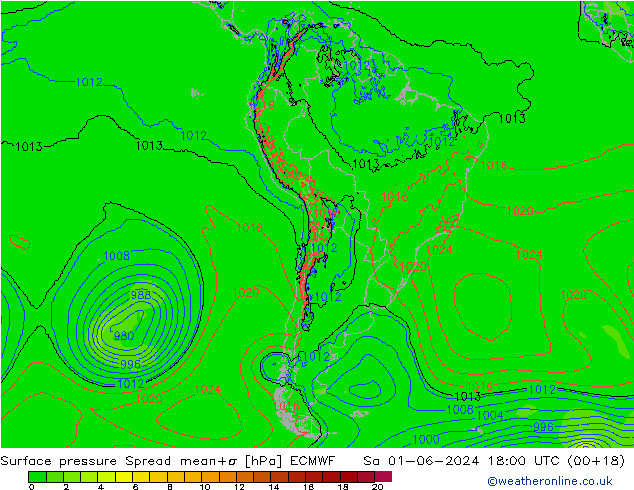 Bodendruck Spread ECMWF Sa 01.06.2024 18 UTC