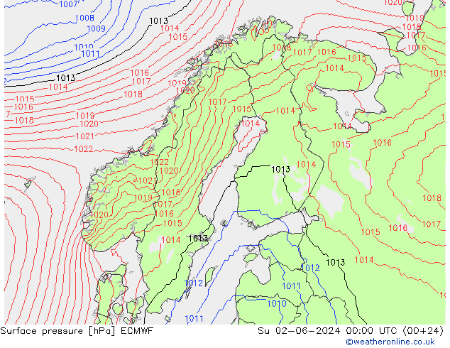 地面气压 ECMWF 星期日 02.06.2024 00 UTC