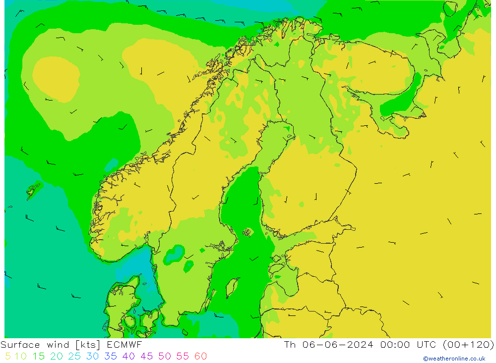 Wind 10 m ECMWF do 06.06.2024 00 UTC