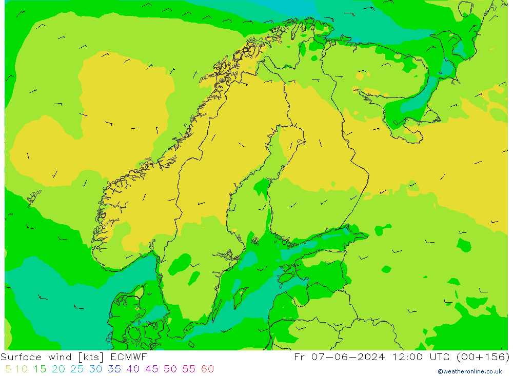 Vento 10 m ECMWF Sex 07.06.2024 12 UTC