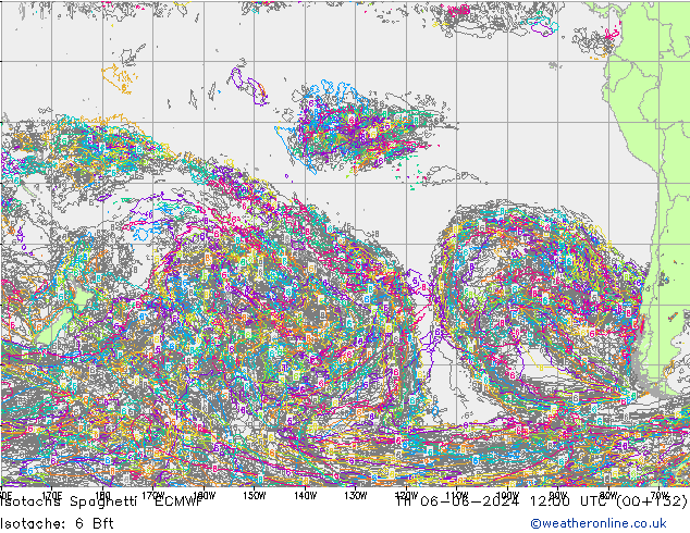 Isotachs Spaghetti ECMWF чт 06.06.2024 12 UTC
