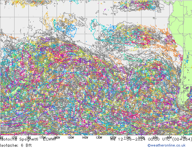 Isotachs Spaghetti ECMWF Qua 12.06.2024 00 UTC