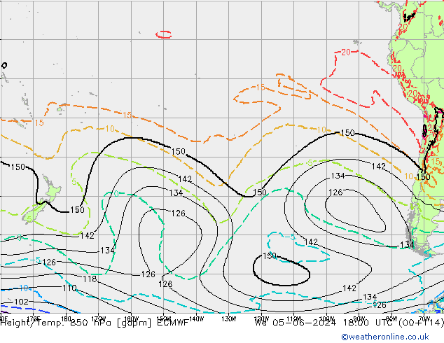 Height/Temp. 850 hPa ECMWF We 05.06.2024 18 UTC