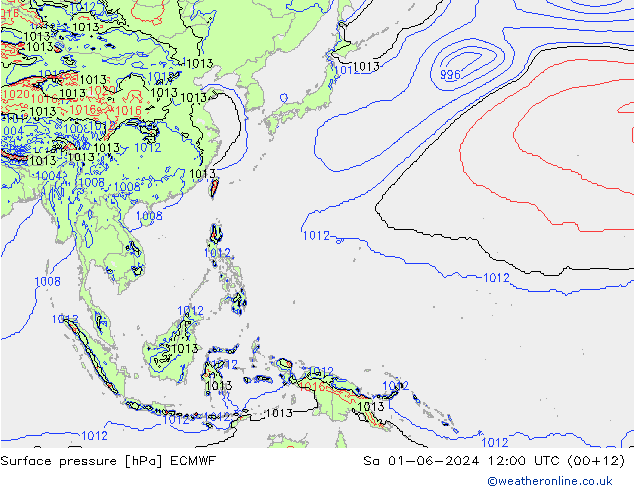 приземное давление ECMWF сб 01.06.2024 12 UTC