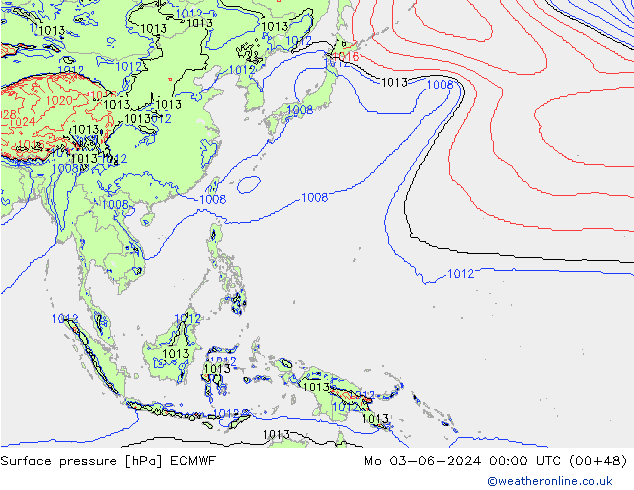 Surface pressure ECMWF Mo 03.06.2024 00 UTC