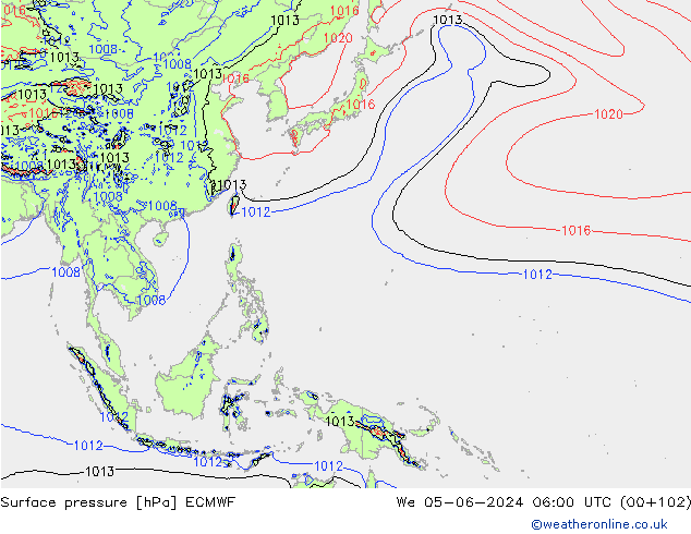 pression de l'air ECMWF mer 05.06.2024 06 UTC