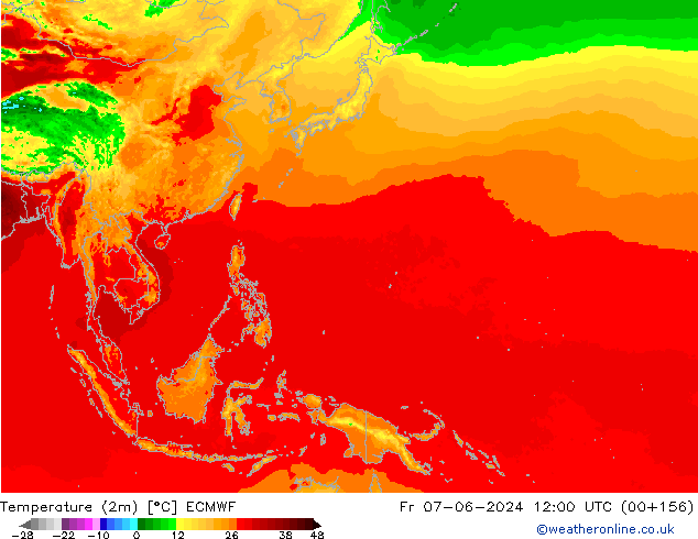 Temperatura (2m) ECMWF Sex 07.06.2024 12 UTC