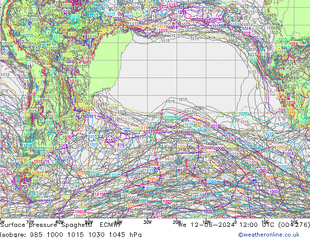 pressão do solo Spaghetti ECMWF Qua 12.06.2024 12 UTC