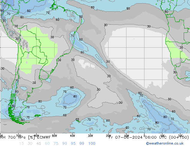 RH 700 hPa ECMWF Fr 07.06.2024 06 UTC