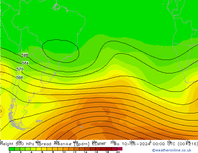 Geop. 500 hPa Spread ECMWF lun 10.06.2024 00 UTC