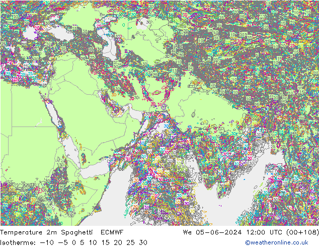 Temperature 2m Spaghetti ECMWF We 05.06.2024 12 UTC