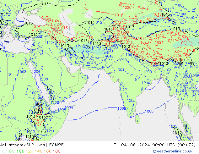 Jet stream/SLP ECMWF Tu 04.06.2024 00 UTC