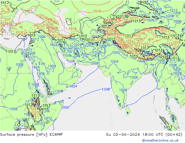 Surface pressure ECMWF Su 02.06.2024 18 UTC