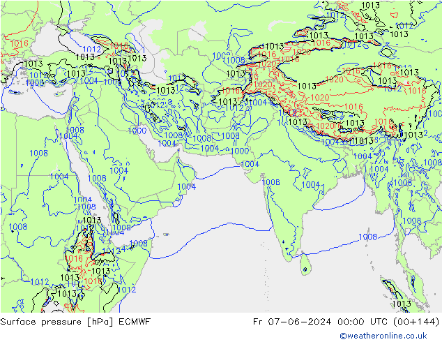 приземное давление ECMWF пт 07.06.2024 00 UTC