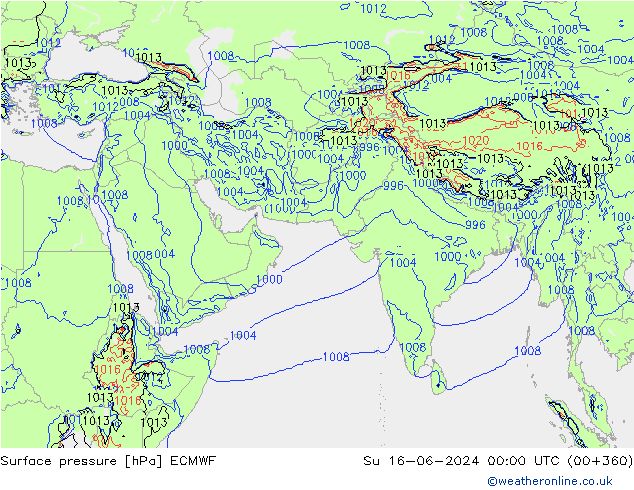 Yer basıncı ECMWF Paz 16.06.2024 00 UTC