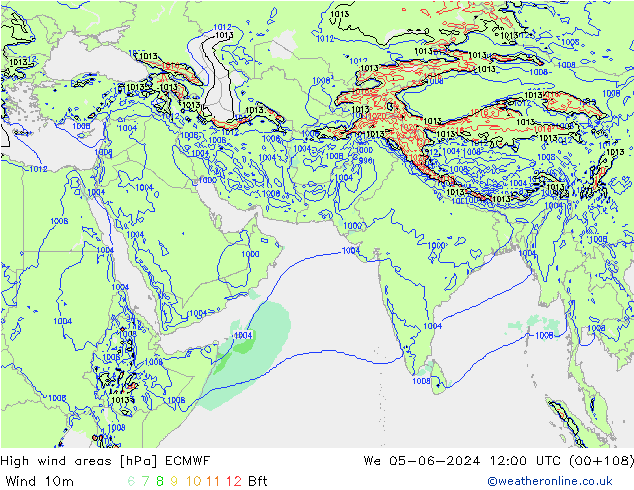 High wind areas ECMWF Qua 05.06.2024 12 UTC