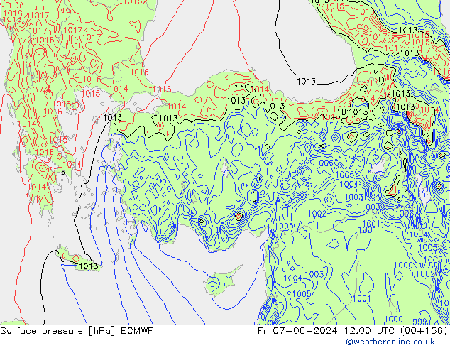 Surface pressure ECMWF Fr 07.06.2024 12 UTC