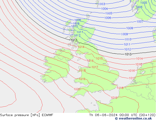 pressão do solo ECMWF Qui 06.06.2024 00 UTC