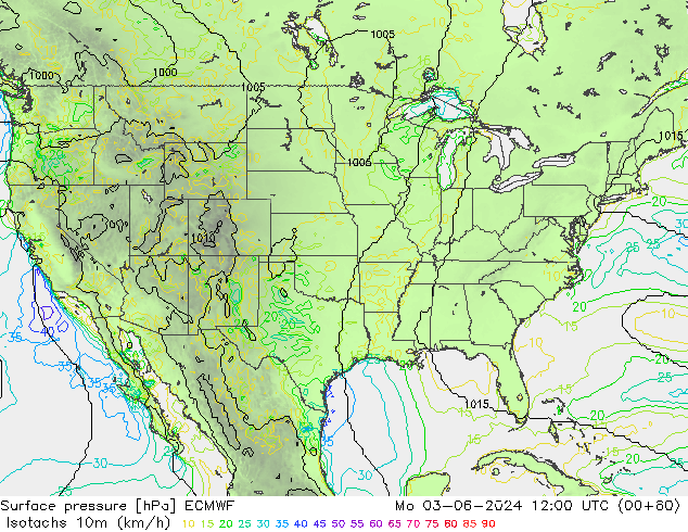 Isotachs (kph) ECMWF Seg 03.06.2024 12 UTC