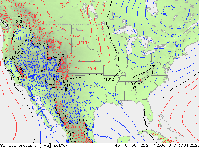 ciśnienie ECMWF pon. 10.06.2024 12 UTC