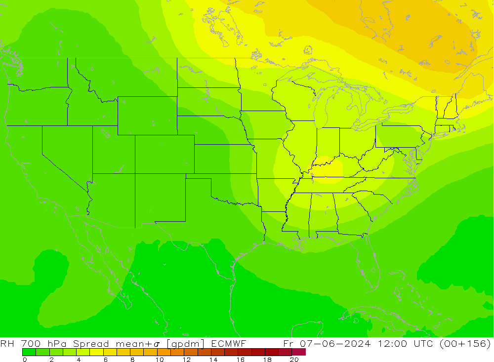 RH 700 hPa Spread ECMWF Fr 07.06.2024 12 UTC