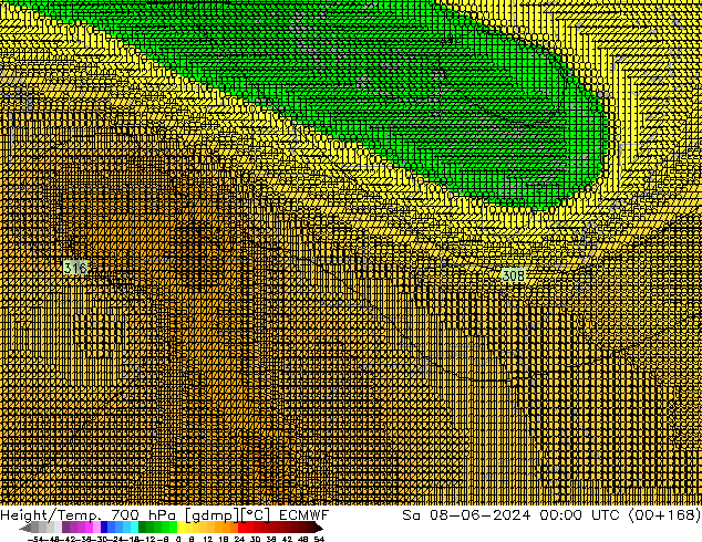 Hoogte/Temp. 700 hPa ECMWF za 08.06.2024 00 UTC