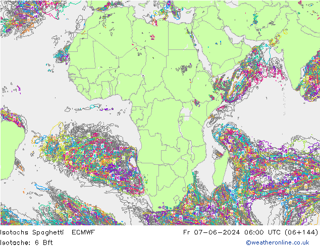 Isotachs Spaghetti ECMWF ven 07.06.2024 06 UTC