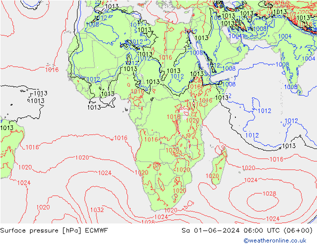 Atmosférický tlak ECMWF So 01.06.2024 06 UTC