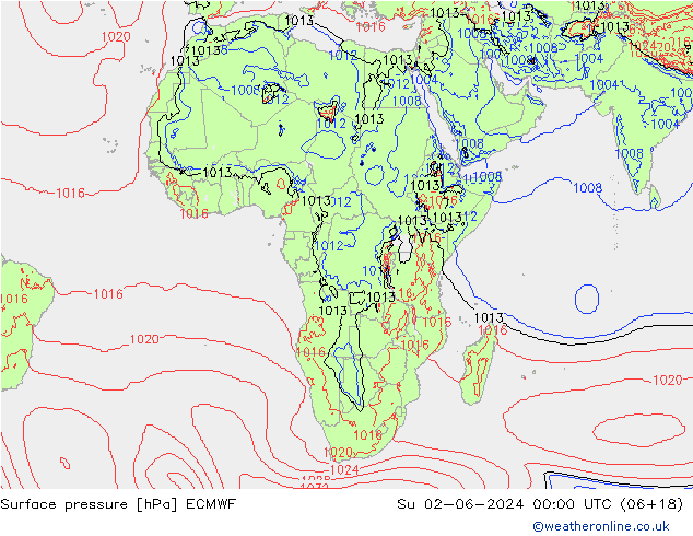 приземное давление ECMWF Вс 02.06.2024 00 UTC