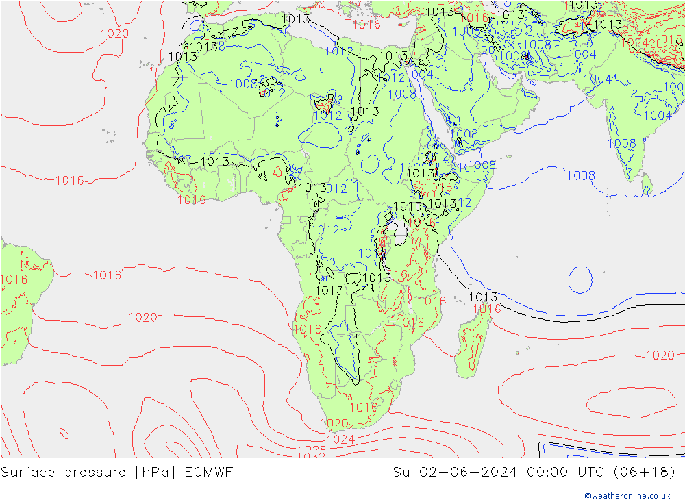 приземное давление ECMWF Вс 02.06.2024 00 UTC