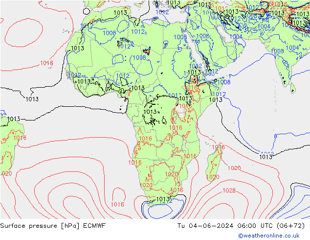 Presión superficial ECMWF mar 04.06.2024 06 UTC