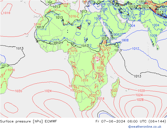 Surface pressure ECMWF Fr 07.06.2024 06 UTC