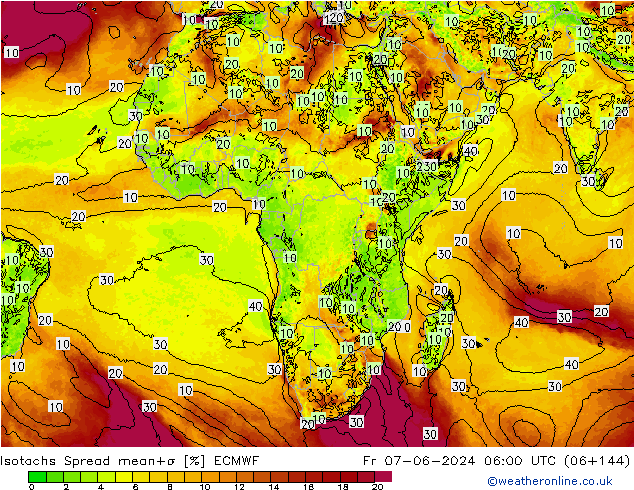 Isotachs Spread ECMWF пт 07.06.2024 06 UTC