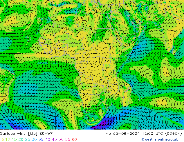 Rüzgar 10 m ECMWF Pzt 03.06.2024 12 UTC