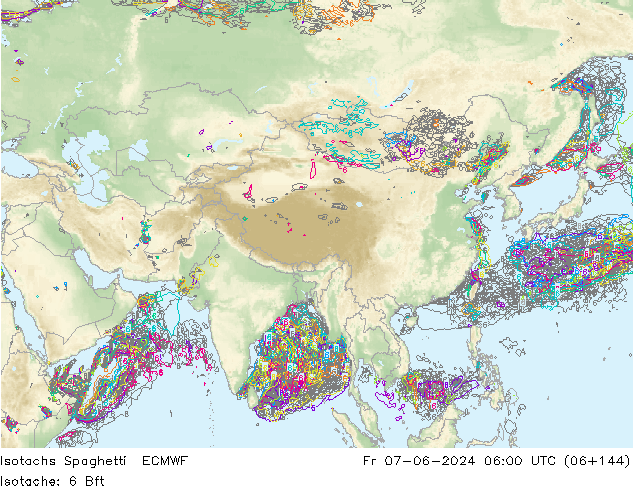 Isotachs Spaghetti ECMWF Fr 07.06.2024 06 UTC