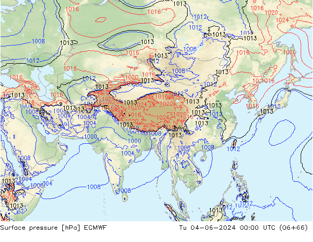 Yer basıncı ECMWF Sa 04.06.2024 00 UTC