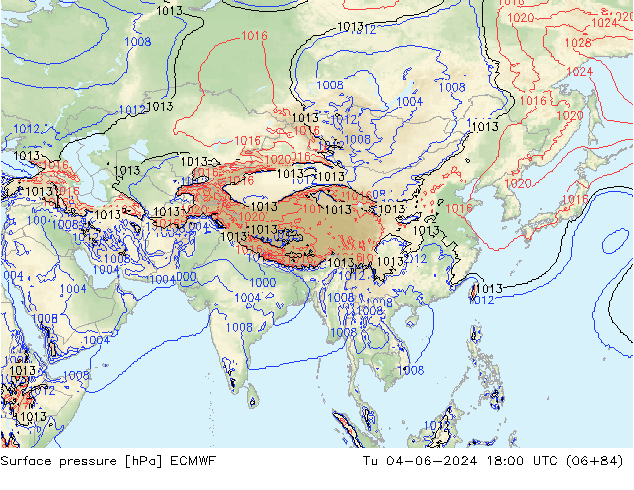 приземное давление ECMWF вт 04.06.2024 18 UTC