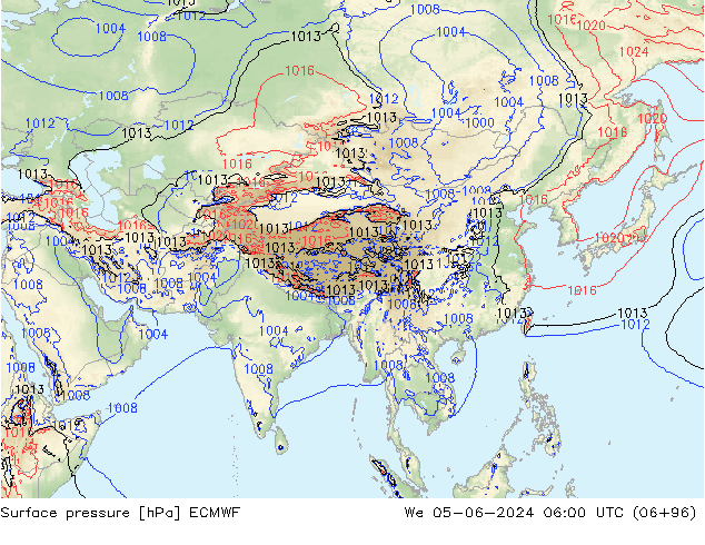 Surface pressure ECMWF We 05.06.2024 06 UTC