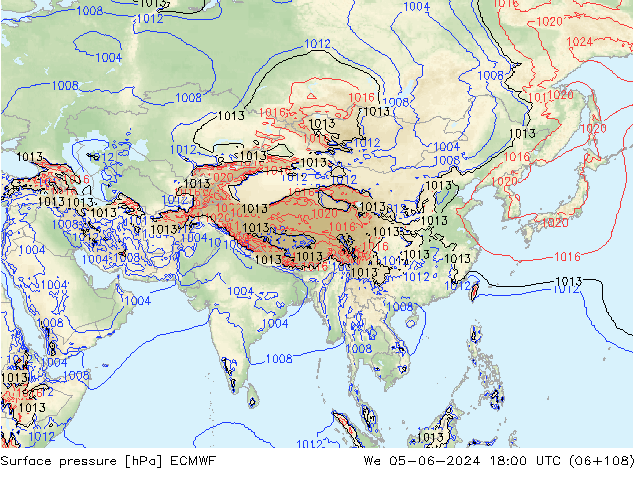 Luchtdruk (Grond) ECMWF wo 05.06.2024 18 UTC