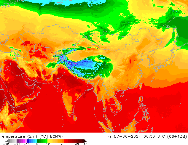 карта температуры ECMWF пт 07.06.2024 00 UTC