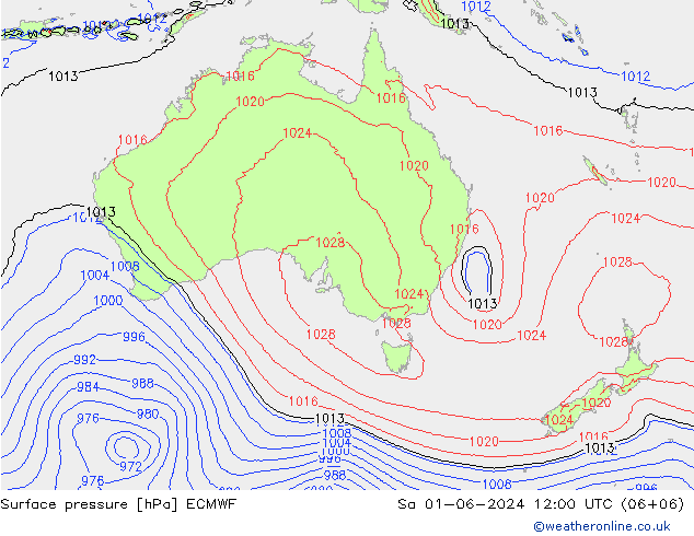 Luchtdruk (Grond) ECMWF za 01.06.2024 12 UTC