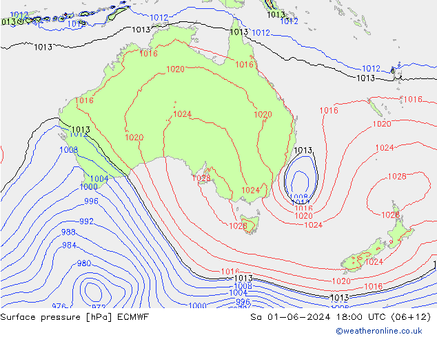 Yer basıncı ECMWF Cts 01.06.2024 18 UTC